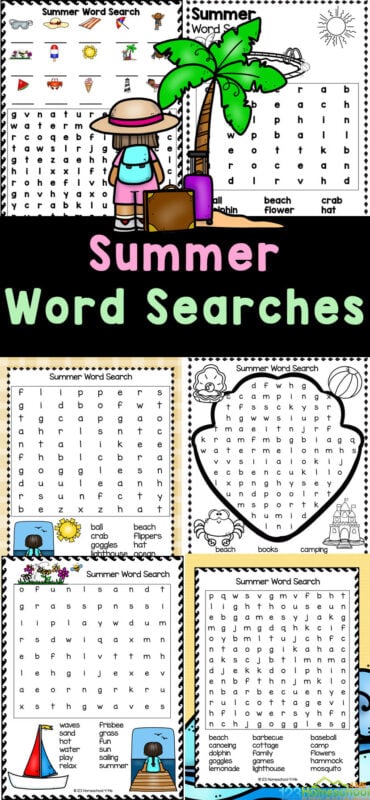 Free printable summer word searches for kids