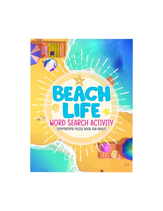 Beach life word search activity for adults word search pages digital download printable summertime puzzle book coloring pages