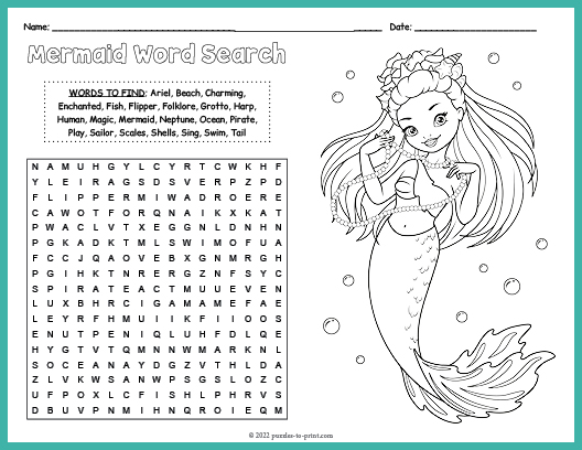 Mermaid word search