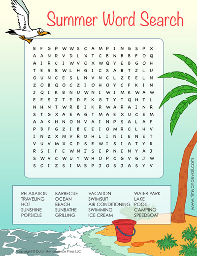 Summer word search for kids printable vacation activity â tims printables
