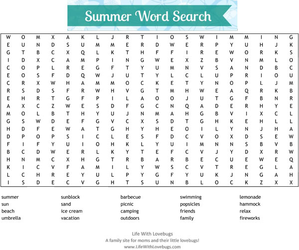 Summer word search