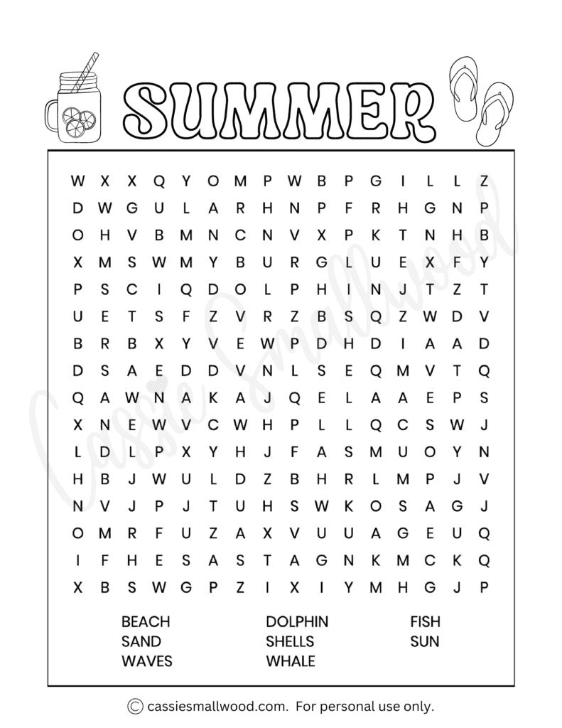 Fun summer word search printables free