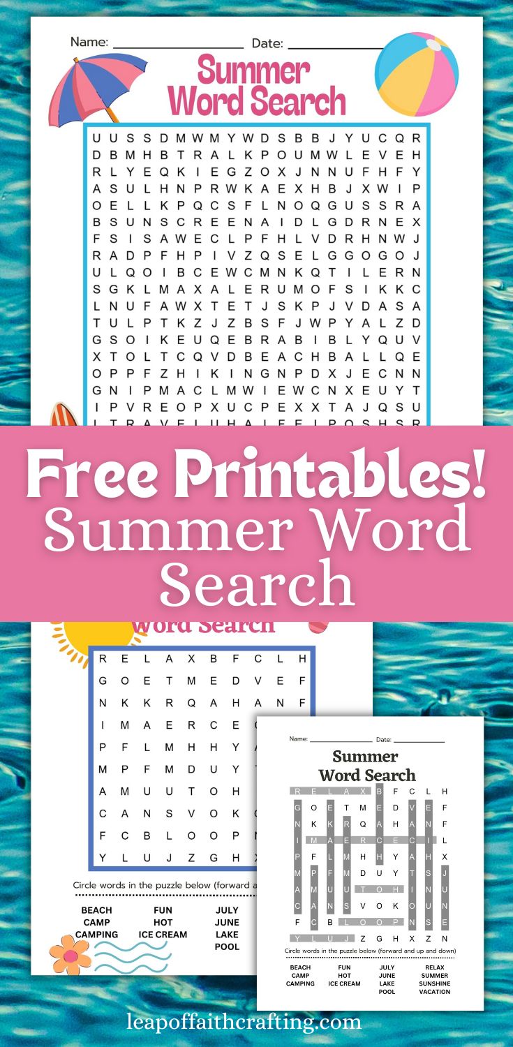 Free summer word search printables puzzle options