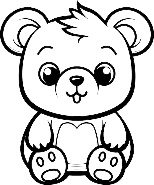 Premium vector bear coloring page for kids vector outline illustration