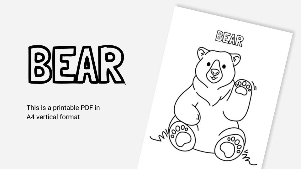 Bear printable coloring worksheet