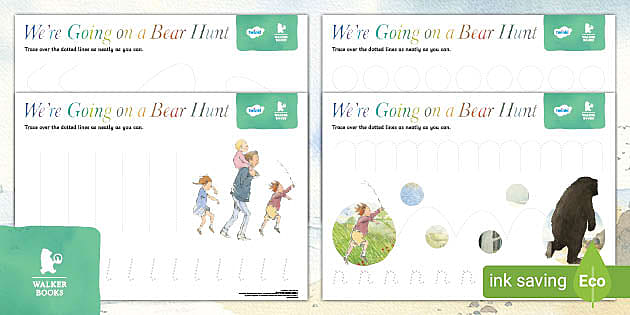 Bear hunt colouring pages resource