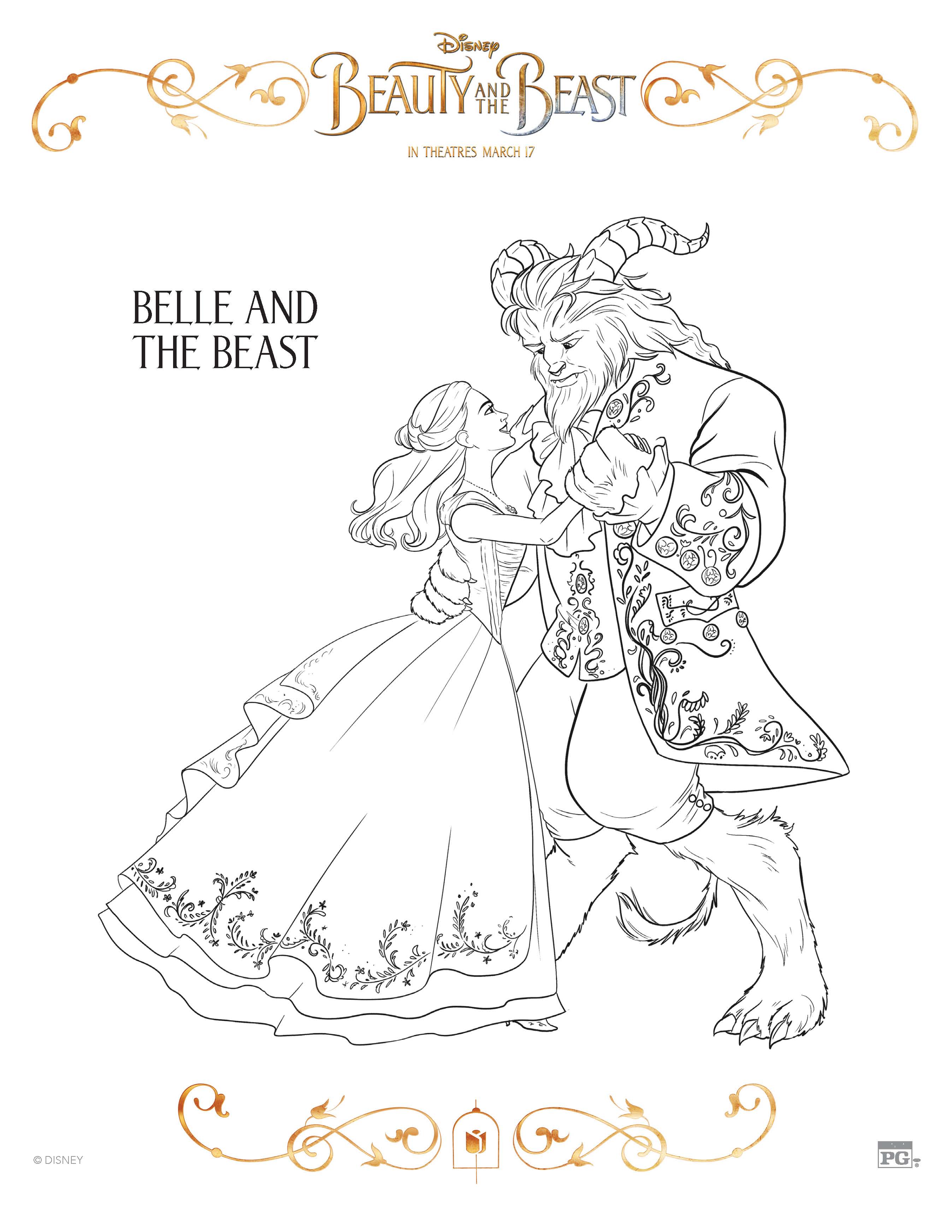 Beauty and the beast coloring sheets and free printables