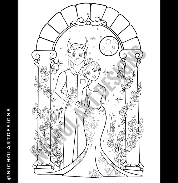 Beauty and the beast colouring page fairy tale coloring page downloadable colouring page printable coloring page belle colouring page