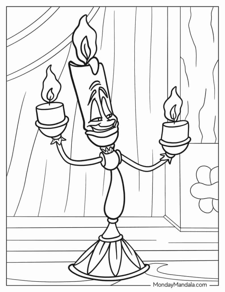 Beauty and the beast coloring pages free pdf printables