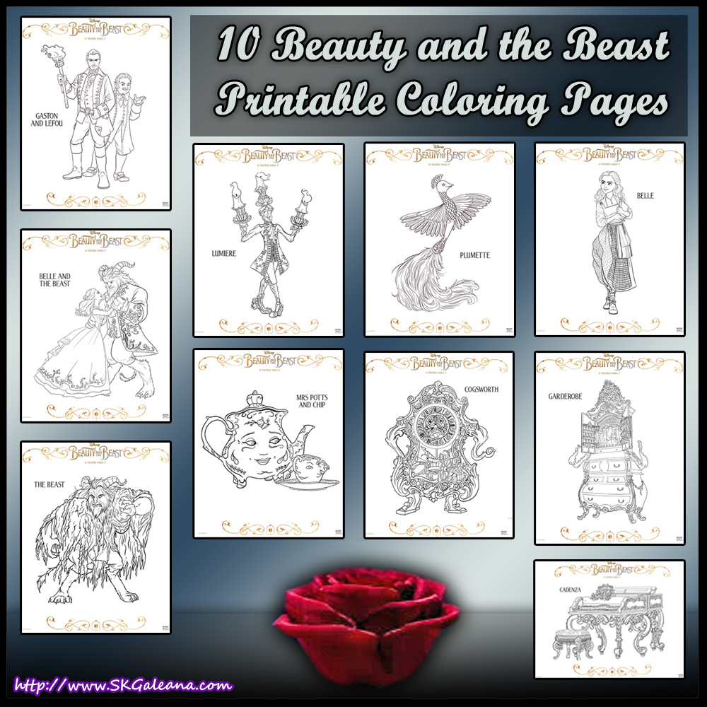 Free beauty and the beast printable coloring pages â