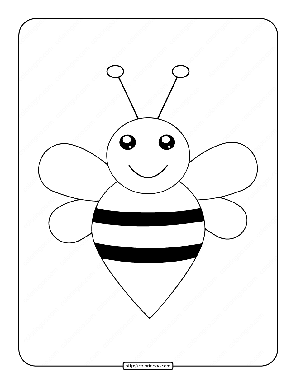 Printable cute bee outline coloring page