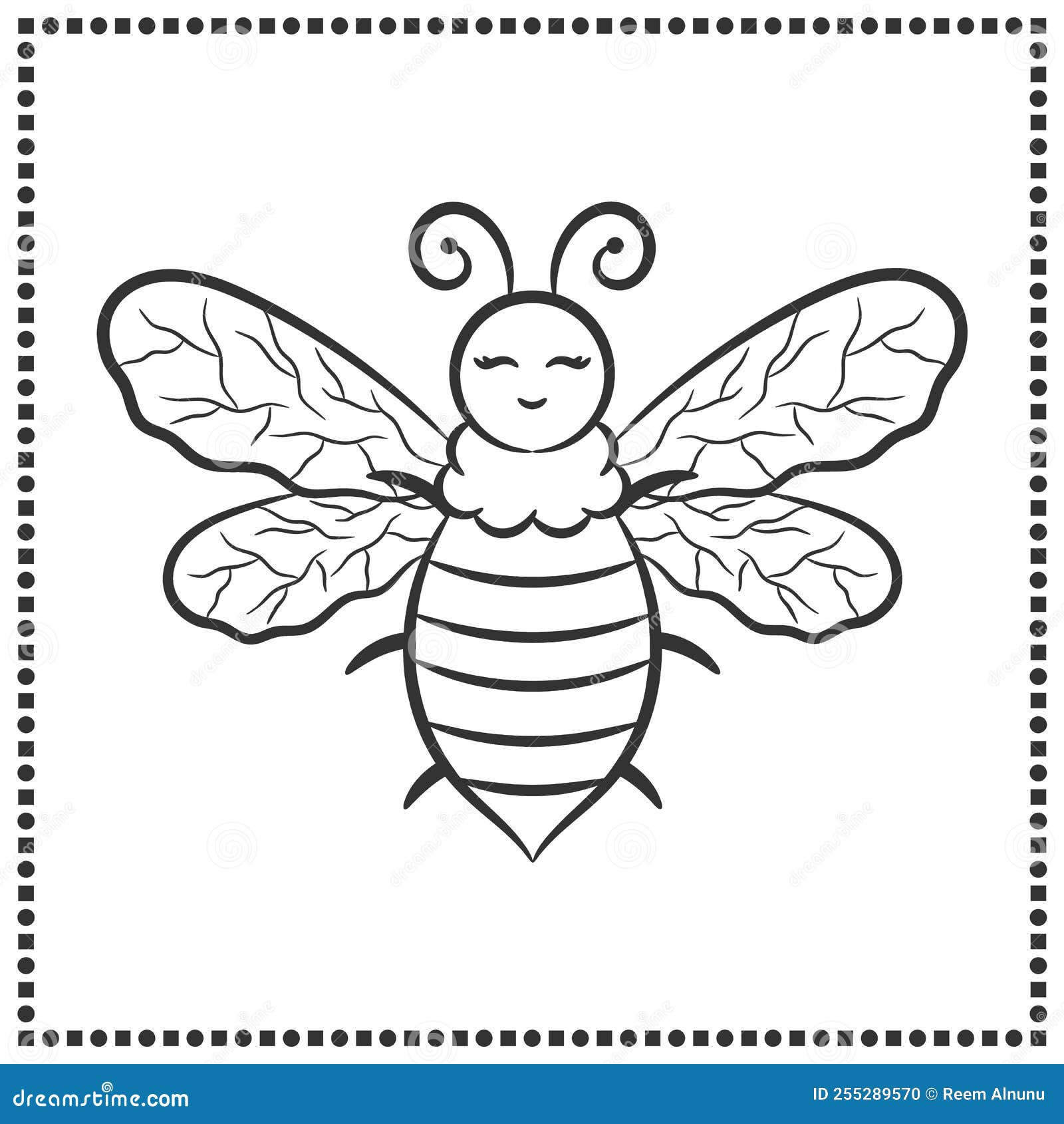 Printable bee sketch for coloring stock vector