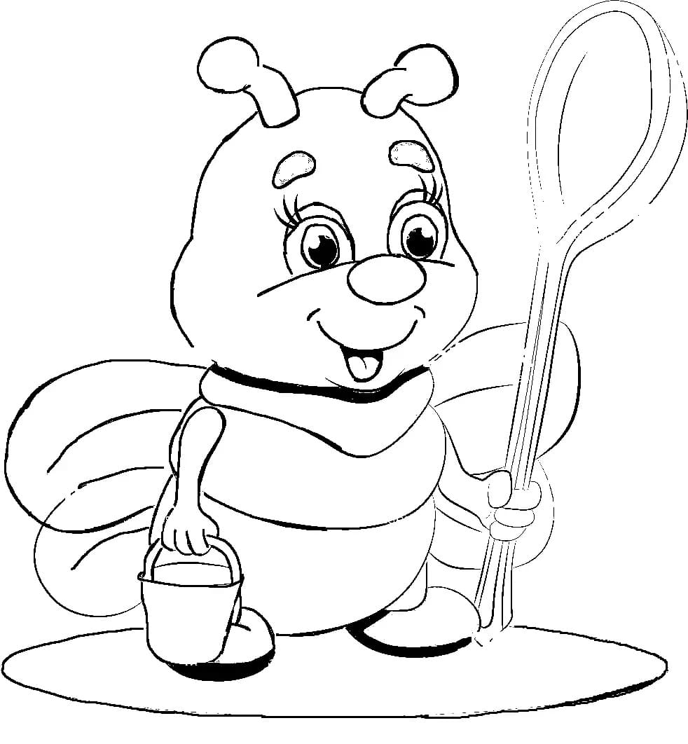 Cartoon bee sketch coloring page