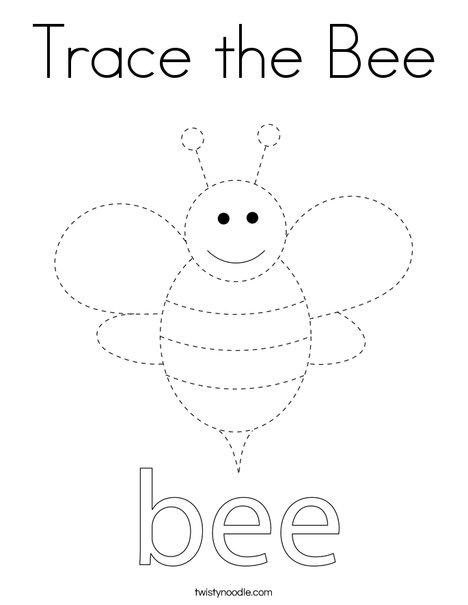 Trace the bee coloring page