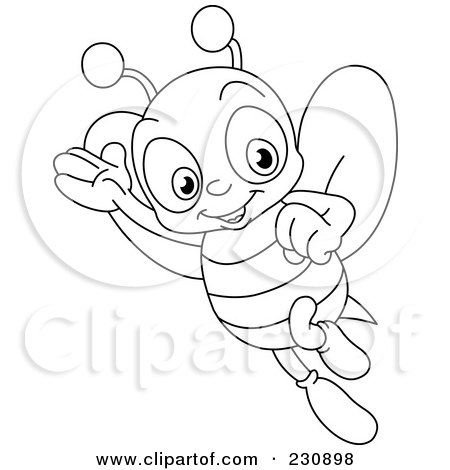 Coloring page outline of a happy bee posters art prints by
