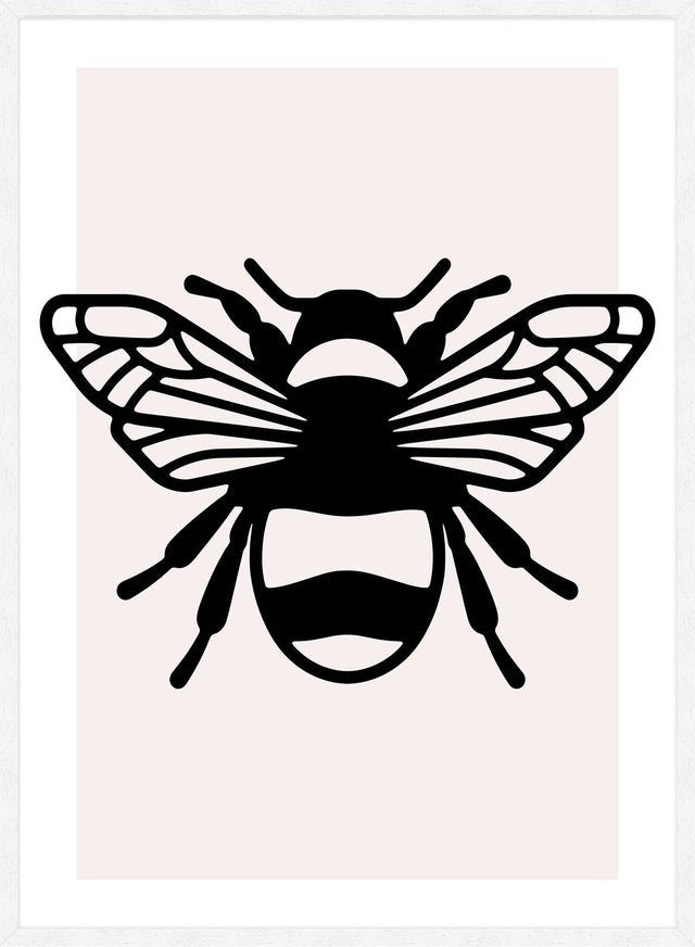 Bee black and white illustration print â