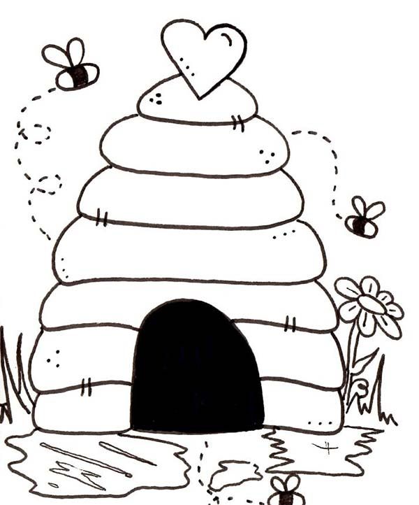 Beehive is house of bees coloring page