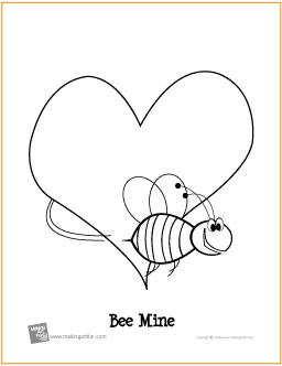 Bee mine valentines day free printable coloring page