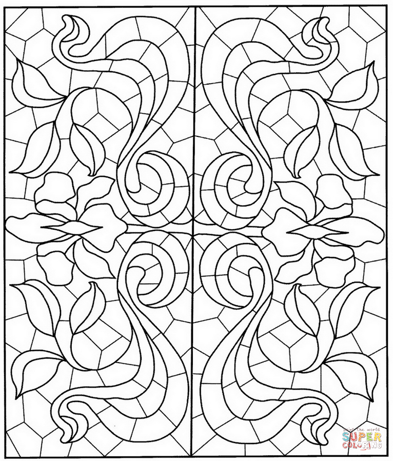 Square mandala with stained glass pattern coloring page free printable coloring pages