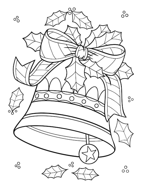 Premium vector christmas bell coloring page