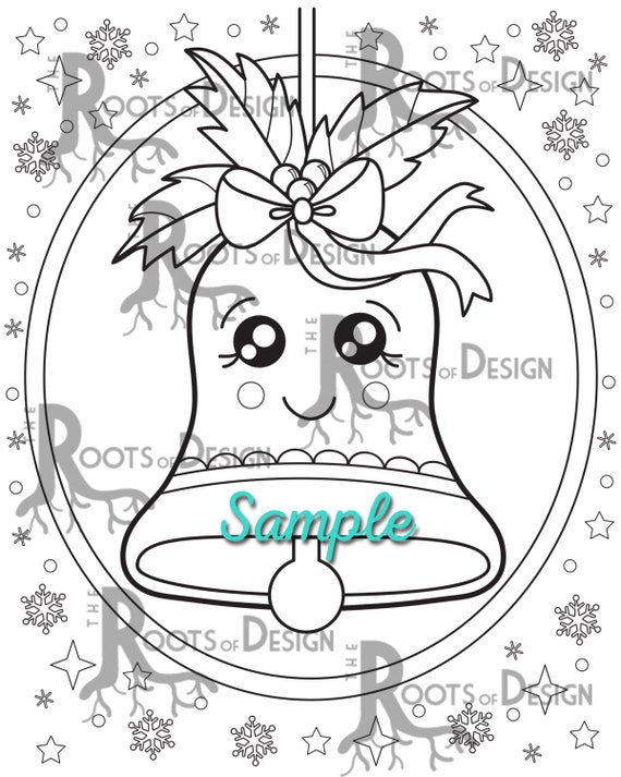 Instant download cute christmas bell page print doodle art printable
