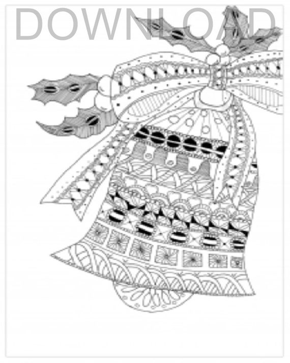 Printable x decorated christmas bell coloring