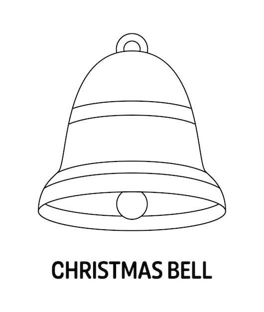 Premium vector coloring page with christmas bell for kids