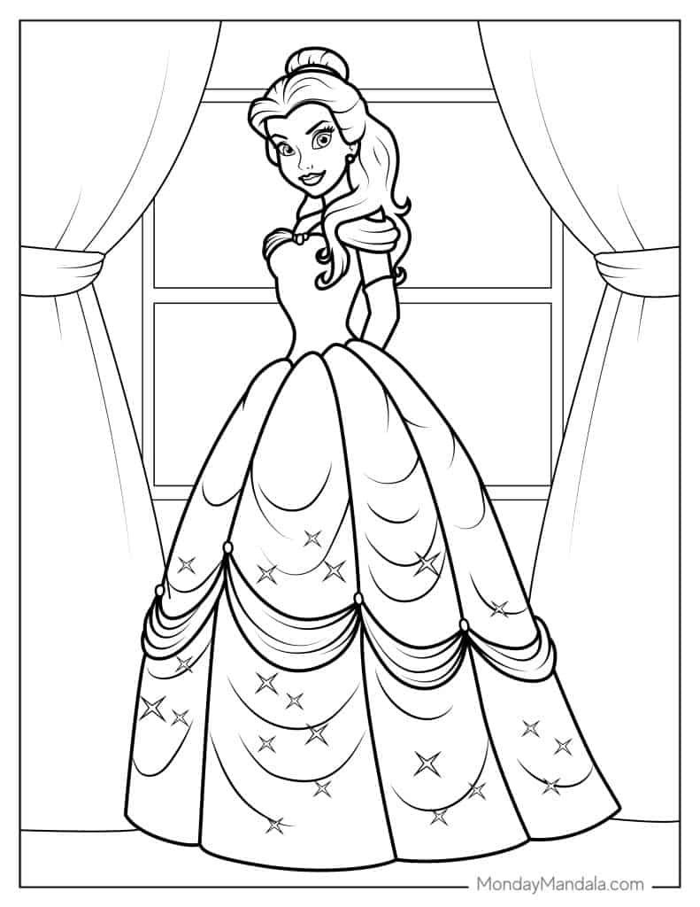 Belle coloring pages free pdf printables