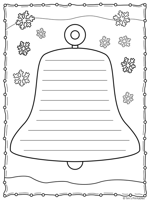 Christmas bell writing paper templates â tims printables