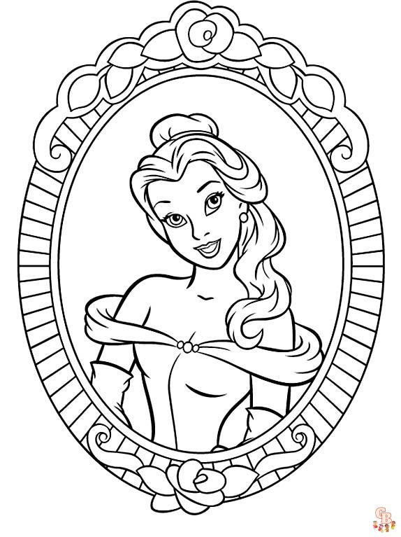 Belle princess coloring pages printable for kids