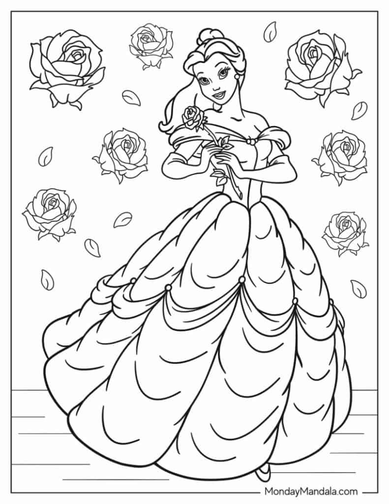 Beauty and the beast coloring pages free pdf printables