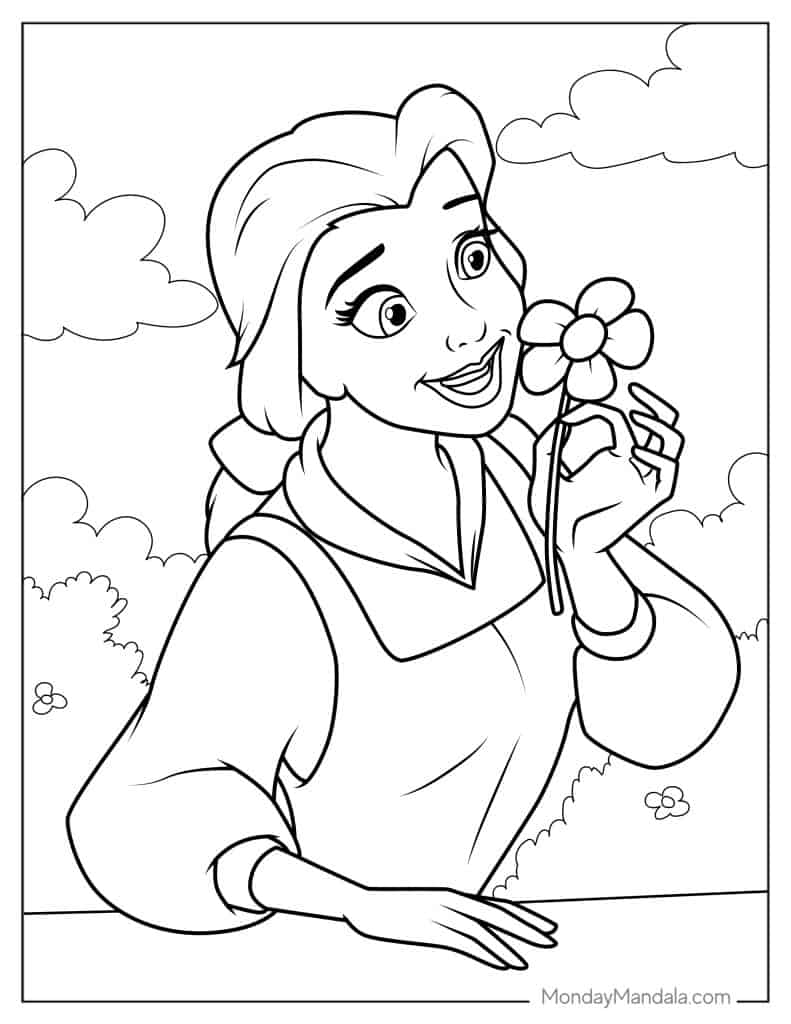 Belle coloring pages free pdf printables
