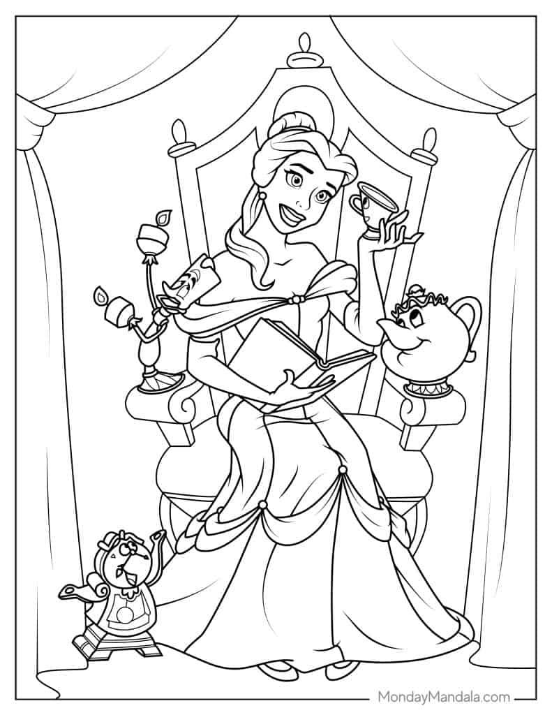 Belle coloring pages free pdf printables