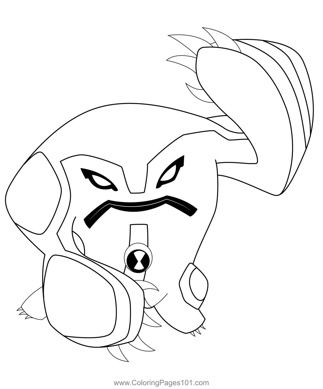 Cannonbolt alien coloring page for kids