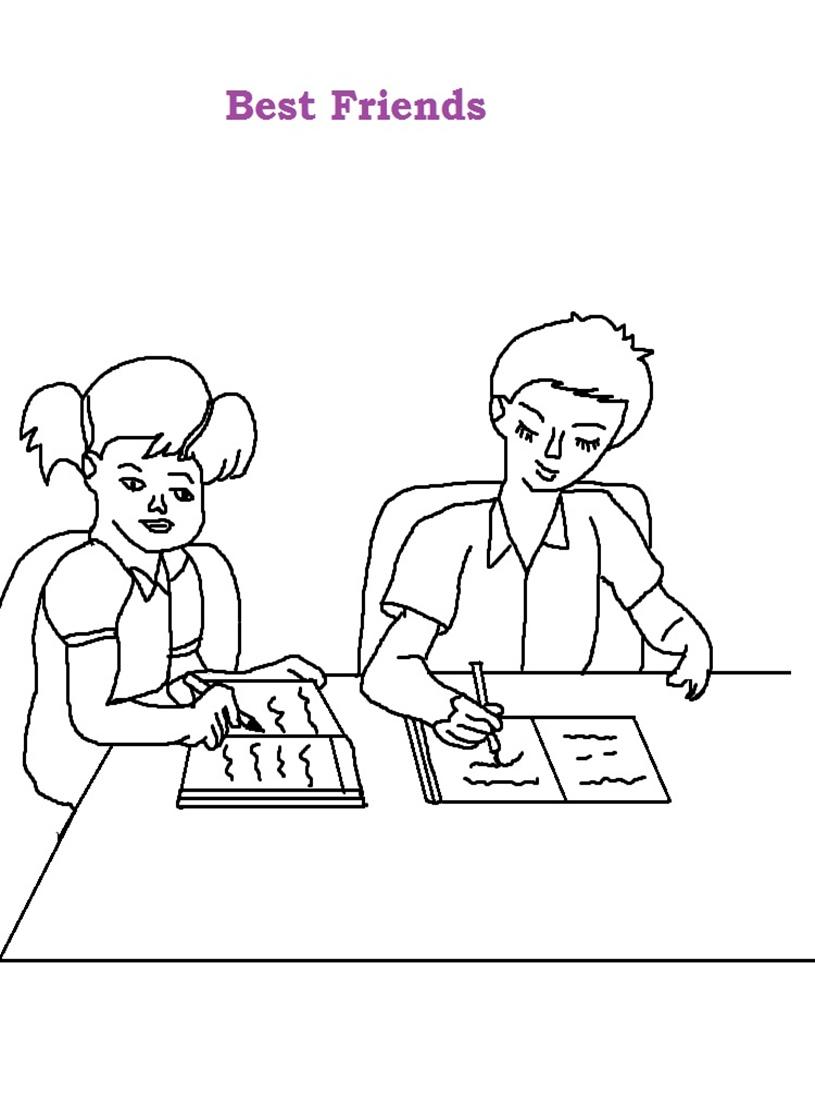 Friendship day printable coloring page for kids