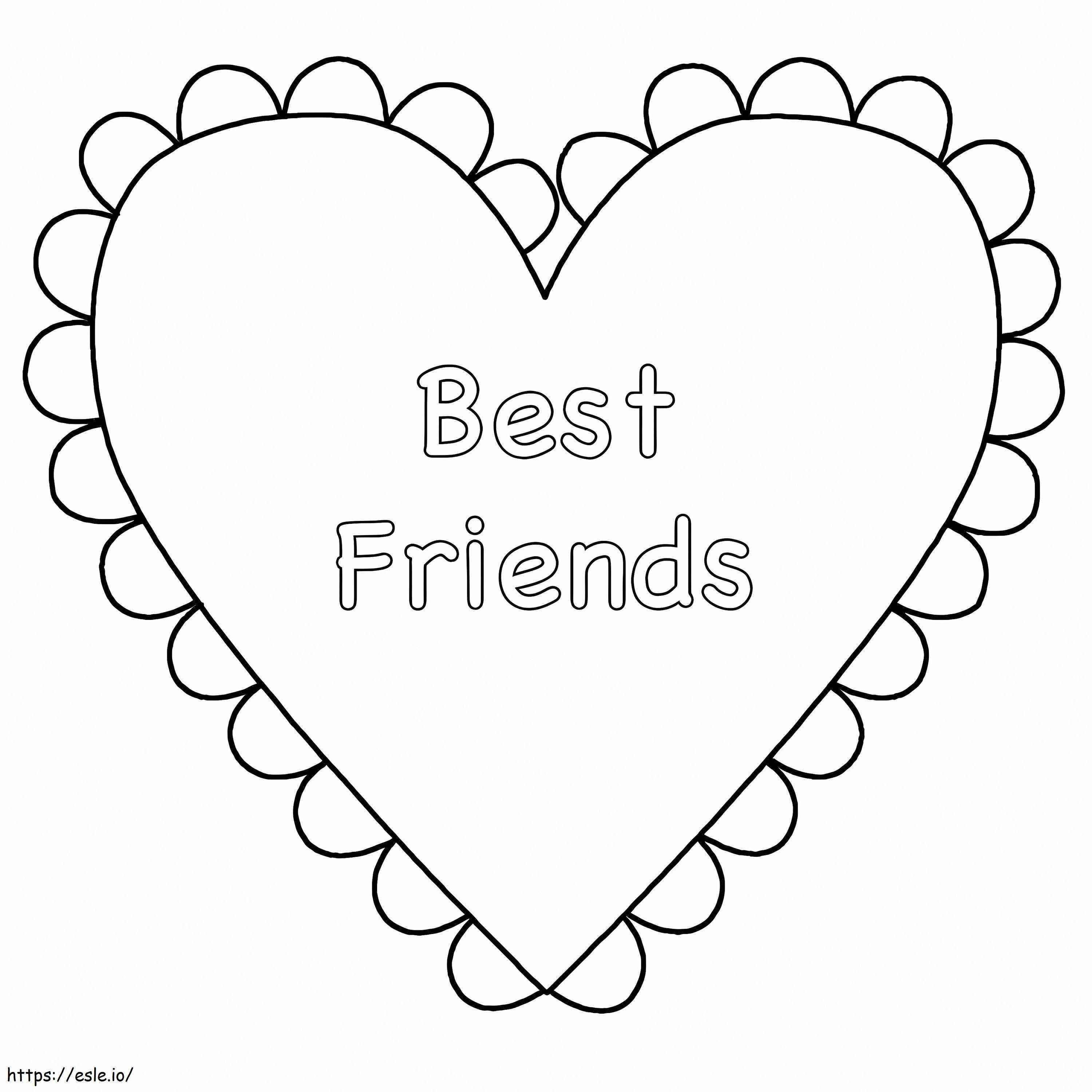 Best friends heart coloring page