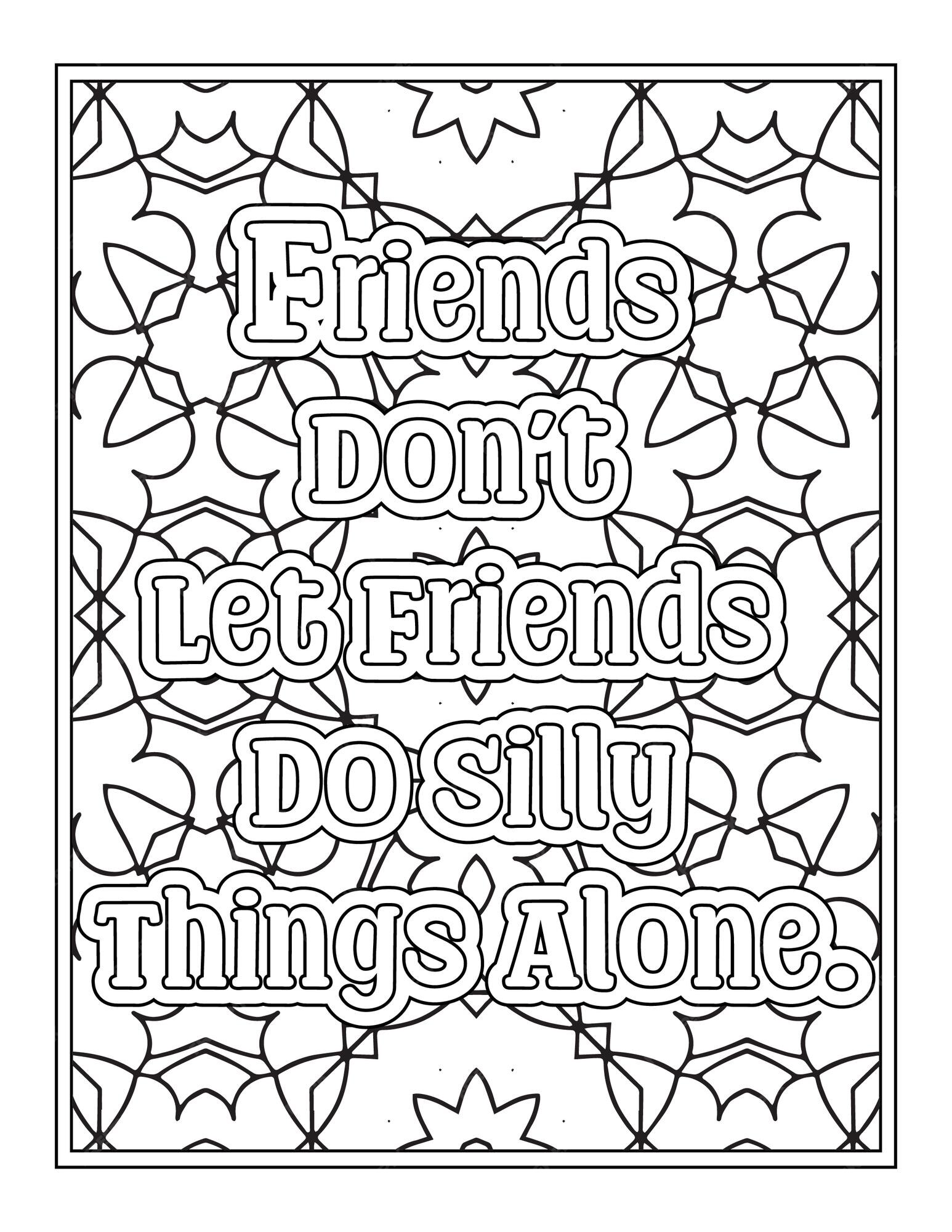 Premium vector best friend quotes coloring pages for kdp coloring pages