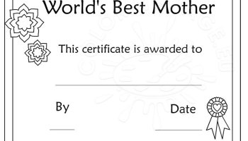 Mothers day certificate coloring page