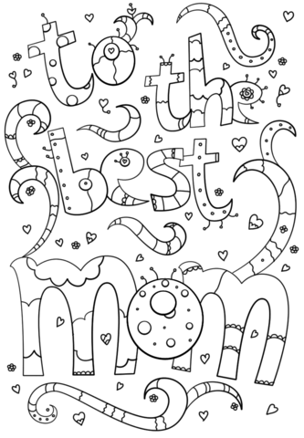 To the best mom doodle coloring page free printable coloring pages