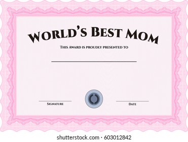 Vector illustration best mother award certificate stock vector royalty free