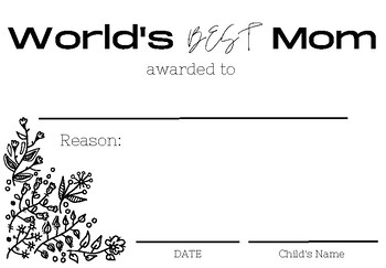 Mothers day certificate by daphnesdesigns tpt