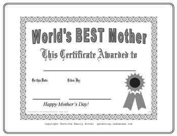 Best mother certificate mothers day coloring pages