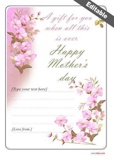 Free mothers day gift certificate