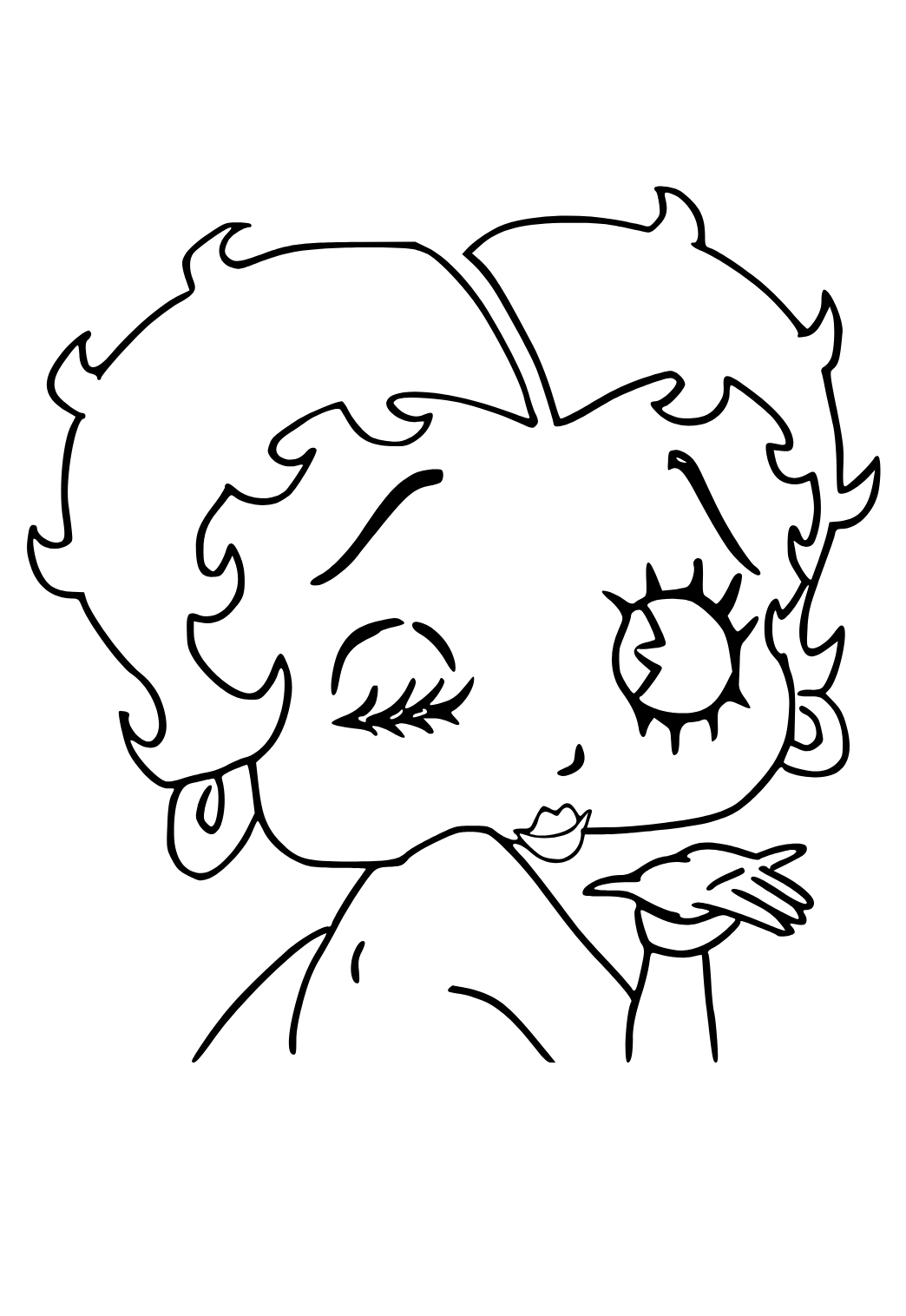 Free printable betty boop kiss coloring page for adults and kids