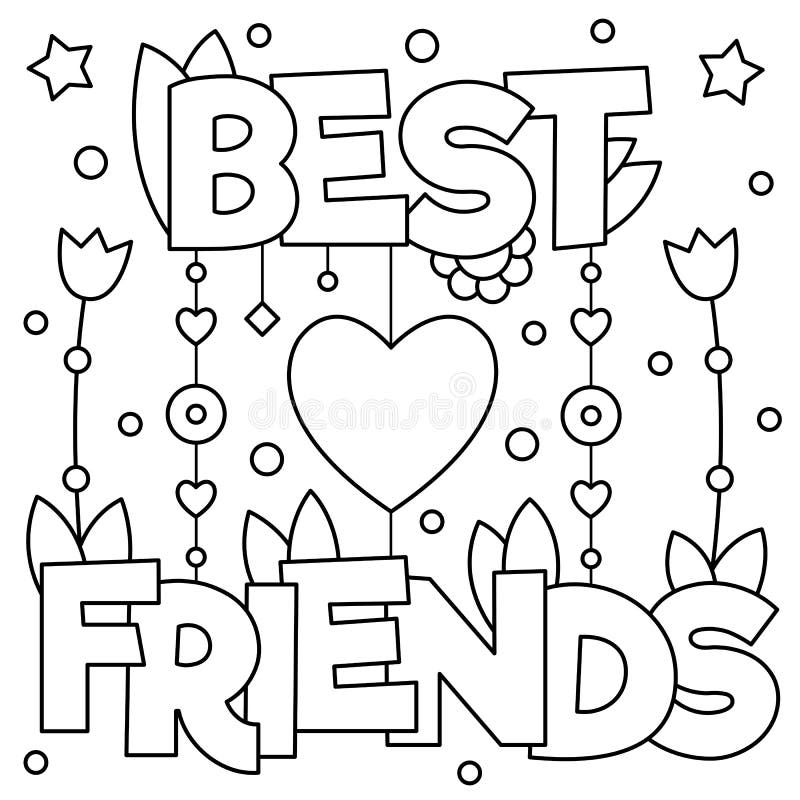 Best friends coloring page vector illustration stock vector