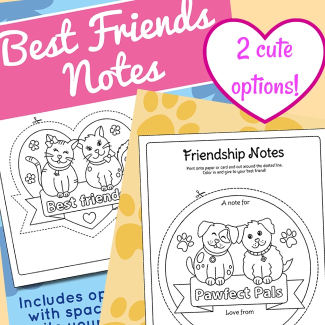 Super cute best friends coloring page notes