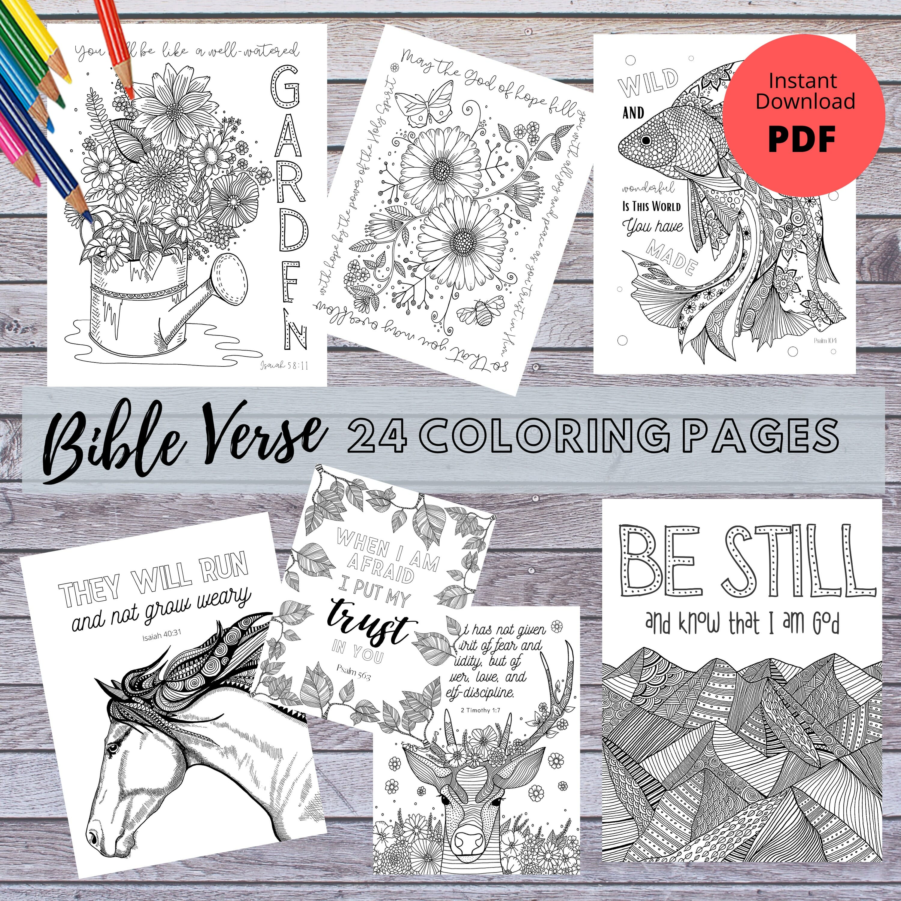 Digital download bible verse coloring pages huge page bundle scripture coloring book printable pdf pages