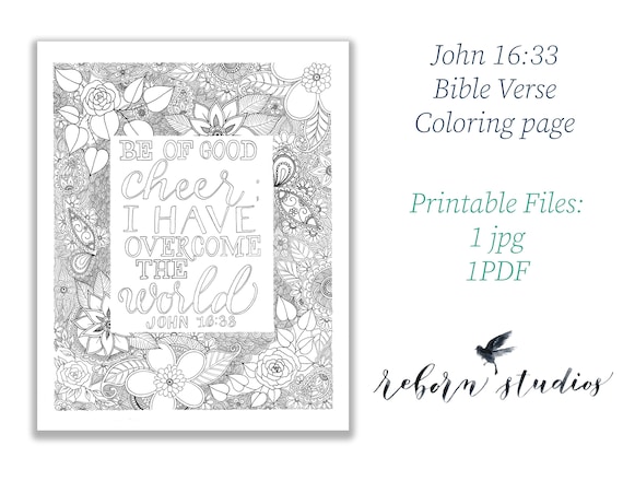 Coloring page printable bible verse john floral design