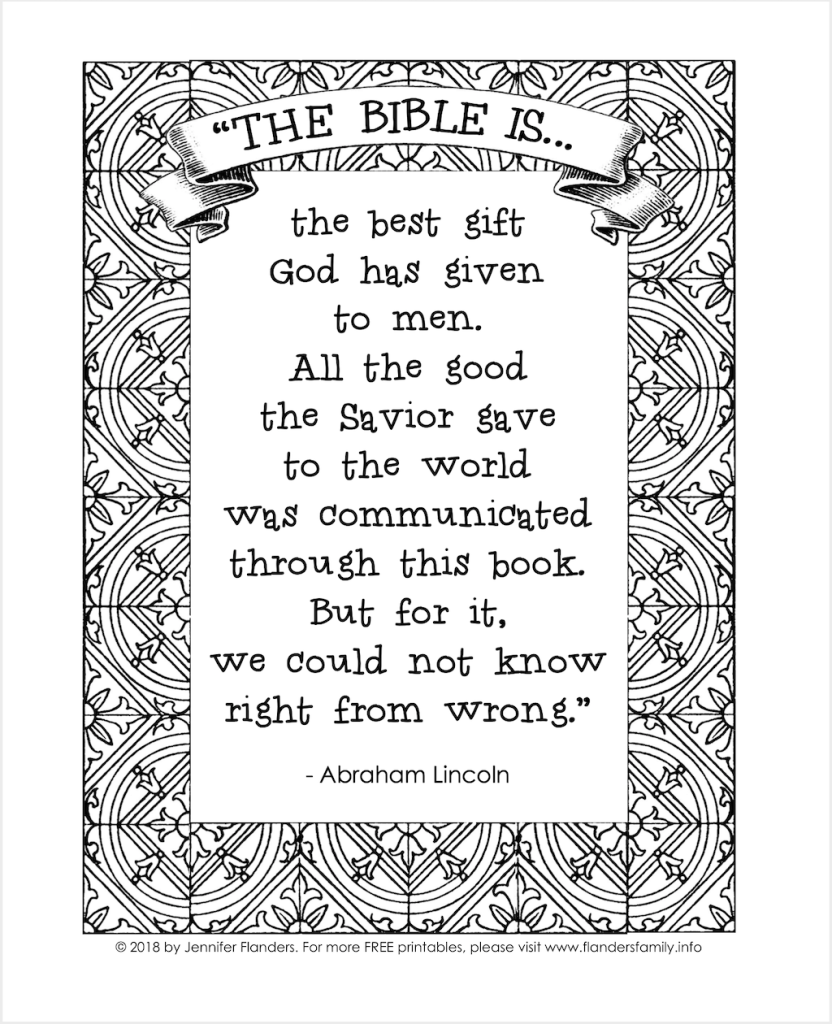 Abe lincoln on the bible free coloring page