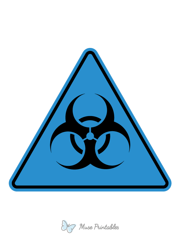 Printable blue biohazard sign
